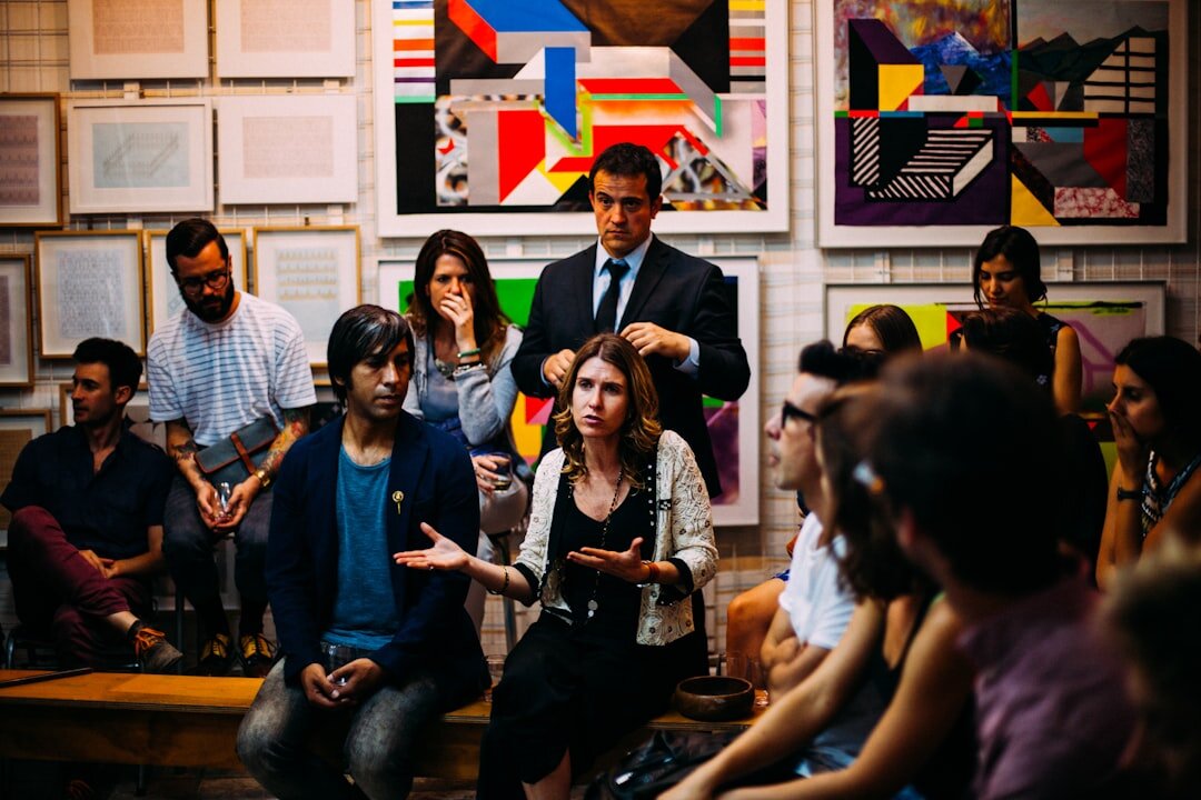 crowd of people talking