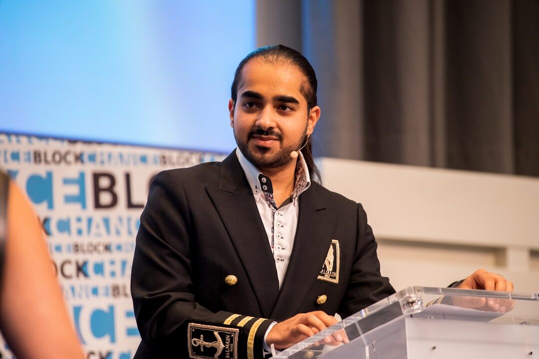 person speaking at conference