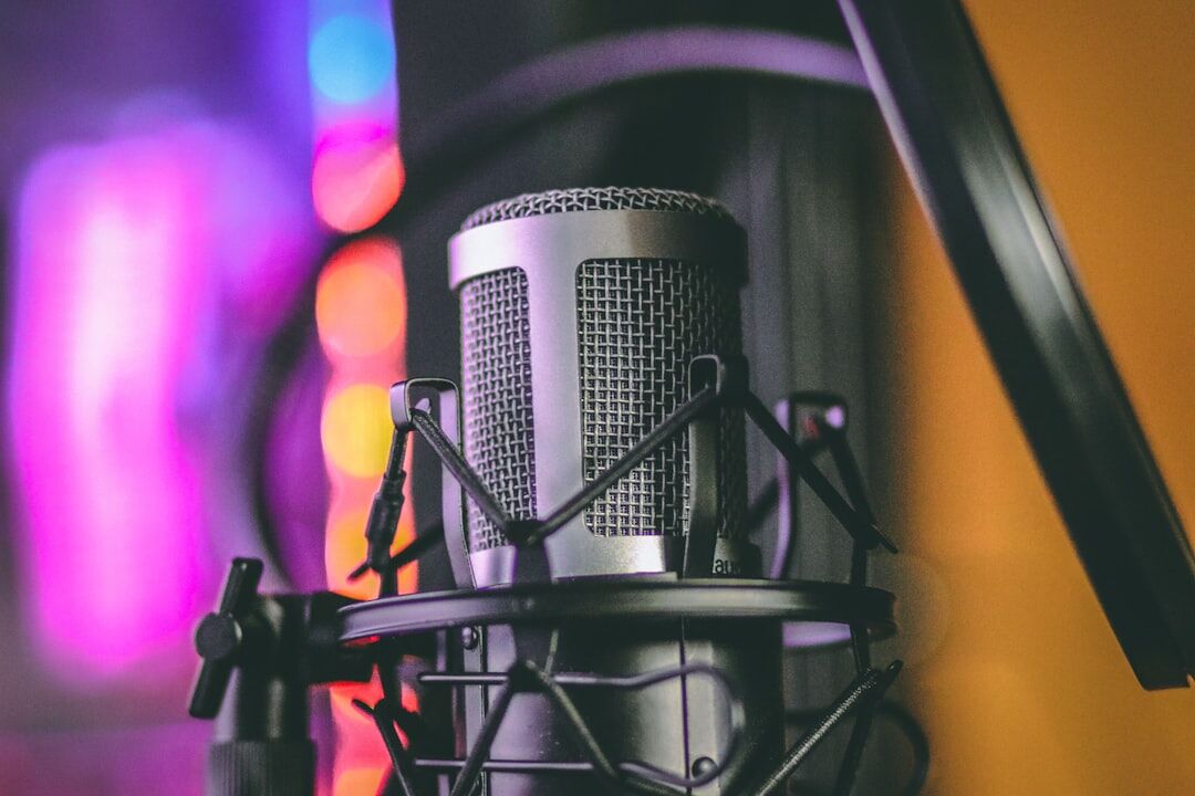 Microphone and recording setup prepared for a celebrity interview session